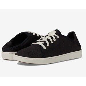 OluKai Women's Pehuea Li Mesh Shoes Sneakers Black/White Sand Size 8 NWT